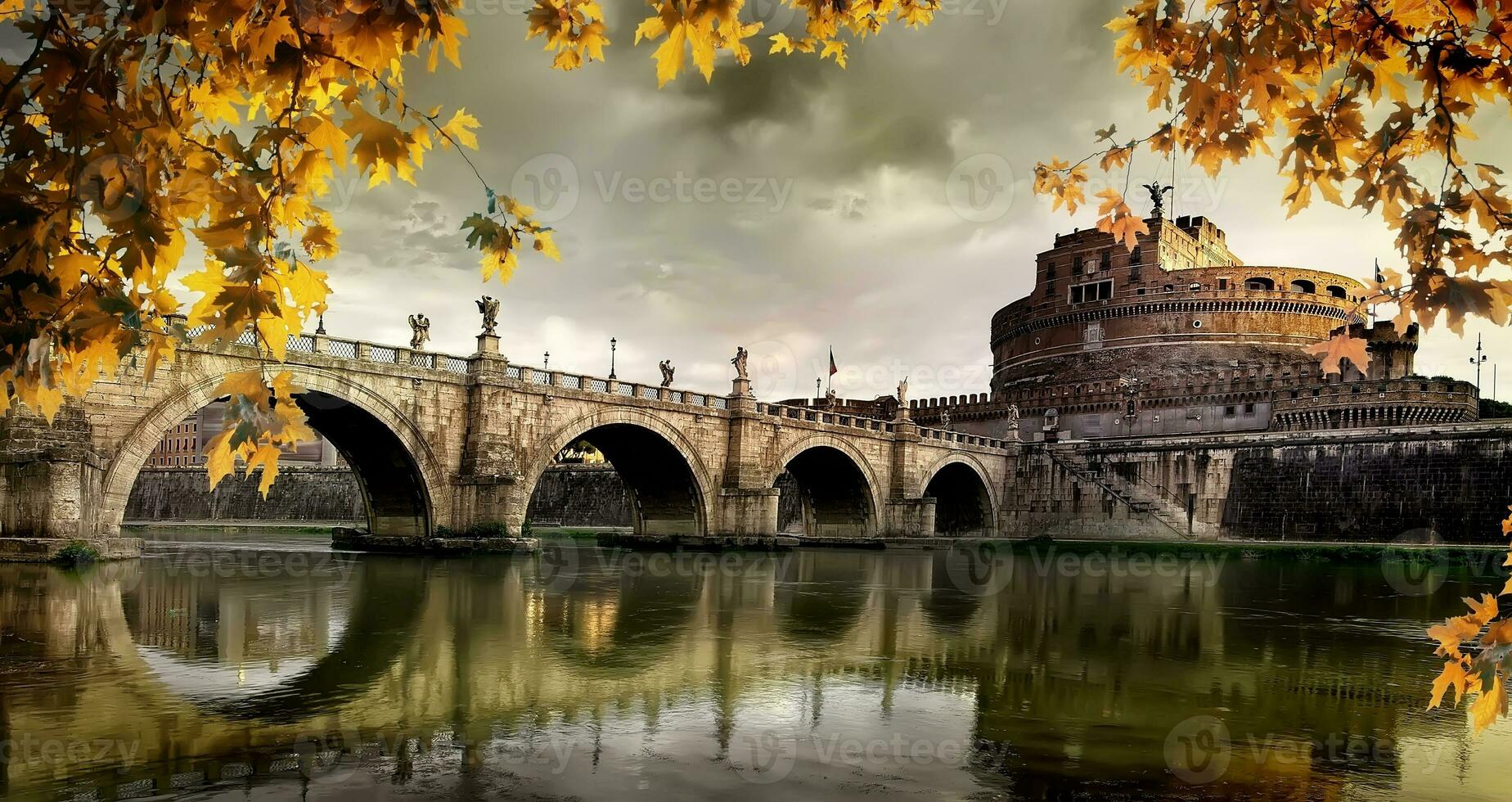 Castle and yellow leaves photo