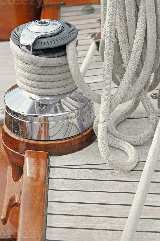 Winch on Wooden Deck photo