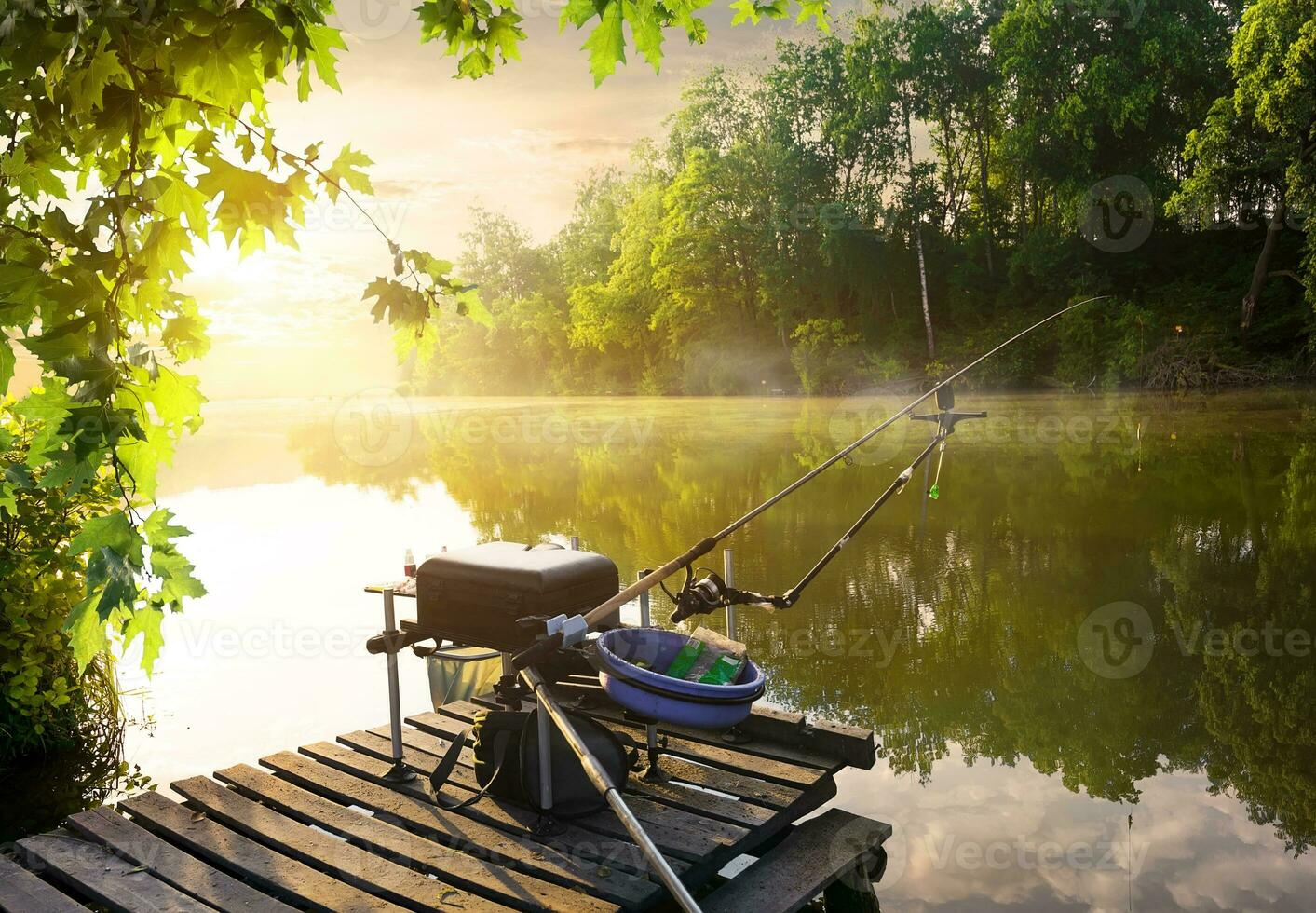 Fishing equipment on pier photo