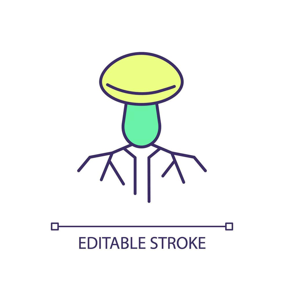 Mushroom mycelium RGB color icon. Fungal hyphae. Root like structure. Vegetative reproduction. Mycology science. Isolated vector illustration. Simple filled line drawing. Editable stroke