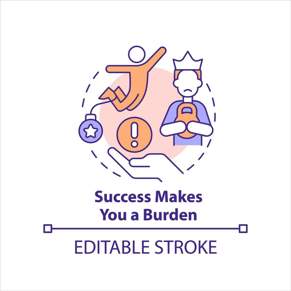 Success makes you burden concept icon. Mental barrier. Hidden personal limit abstract idea thin line illustration. Isolated outline drawing. Editable stroke vector