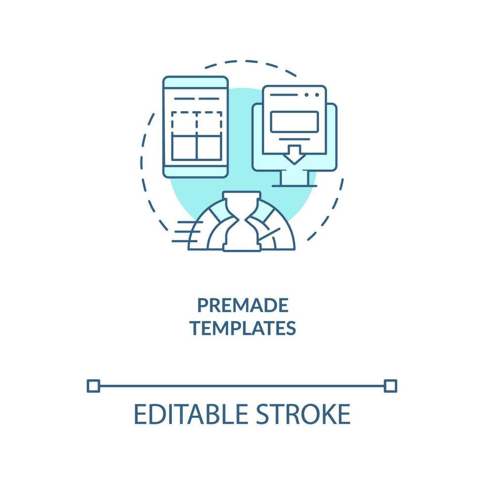 Premade templates turquoise concept icon. Optimizing workflow. Content management abstract idea thin line illustration. Isolated outline drawing. Editable stroke vector