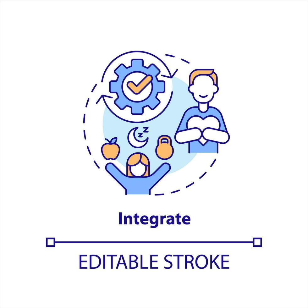 Integrate concept icon. Personal growth. Overcoming self imposed obstacles tip abstract idea thin line illustration. Isolated outline drawing. Editable stroke vector