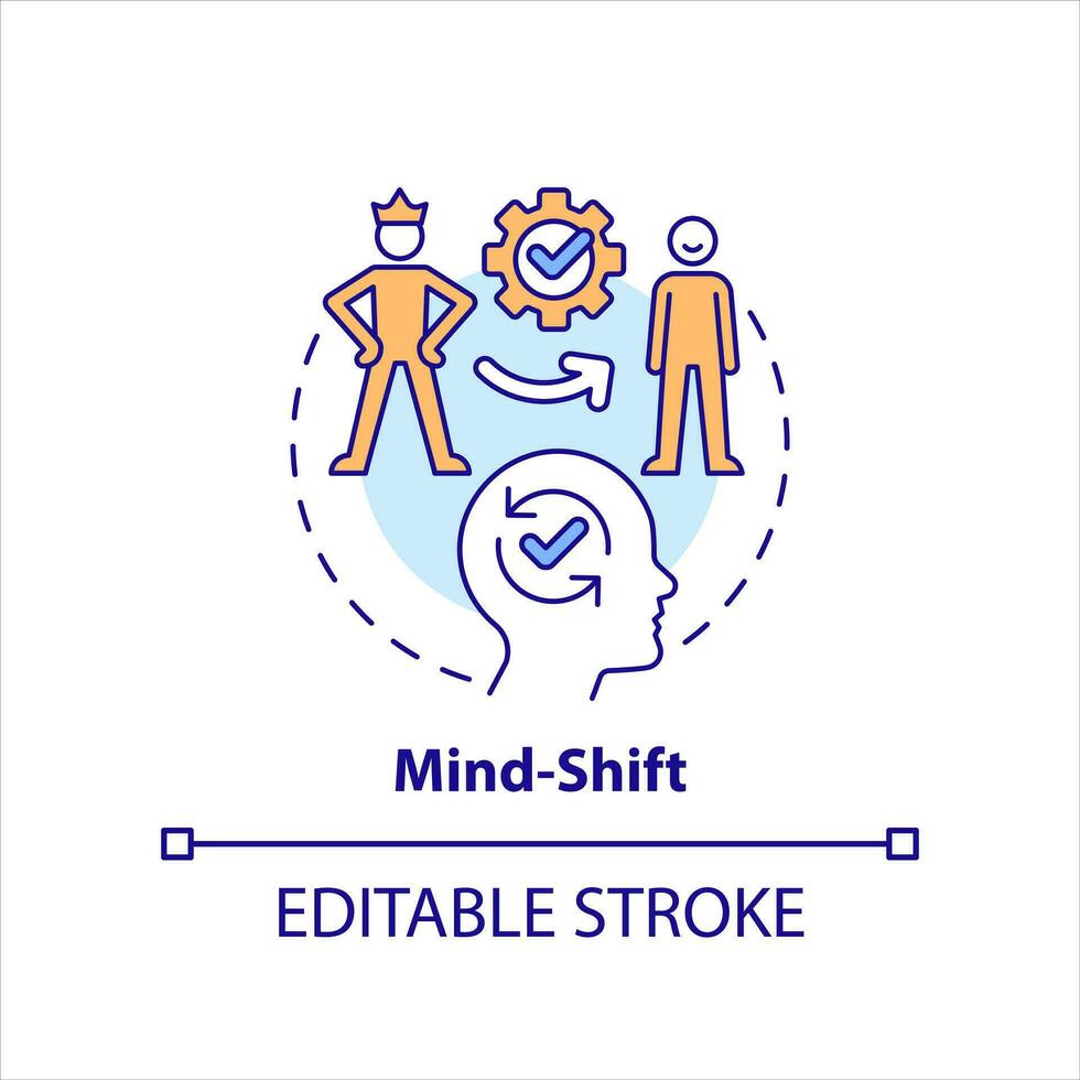 Mind shift concept icon. Life altering. Removing self imposed limitation tip abstract idea thin line illustration. Isolated outline drawing. Editable stroke vector
