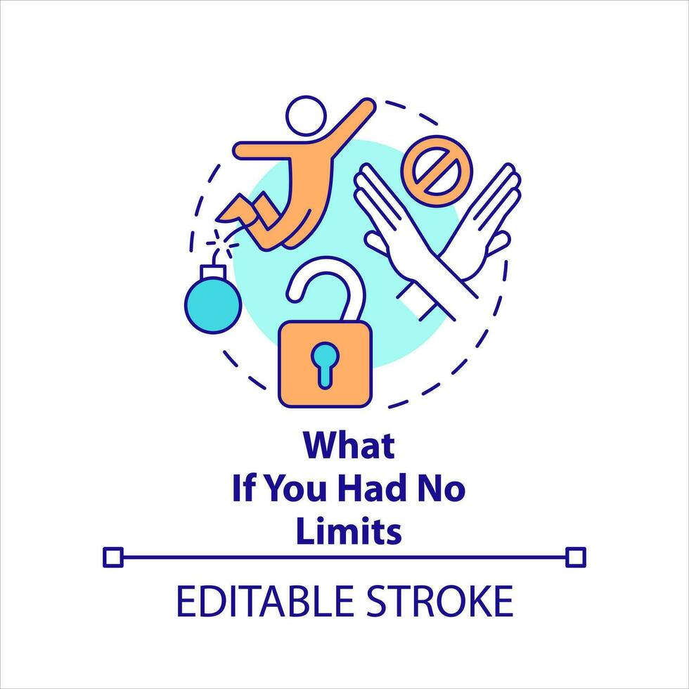 What if you had no limits concept icon. Developing high performance mindset tip abstract idea thin line illustration. Isolated outline drawing. Editable stroke vector