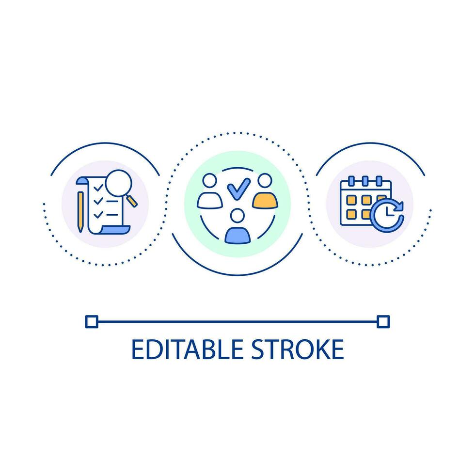 Optimize teamwork loop concept icon. Human resources management. Audience research. Improve performance abstract idea thin line illustration. Isolated outline drawing. Editable stroked vector