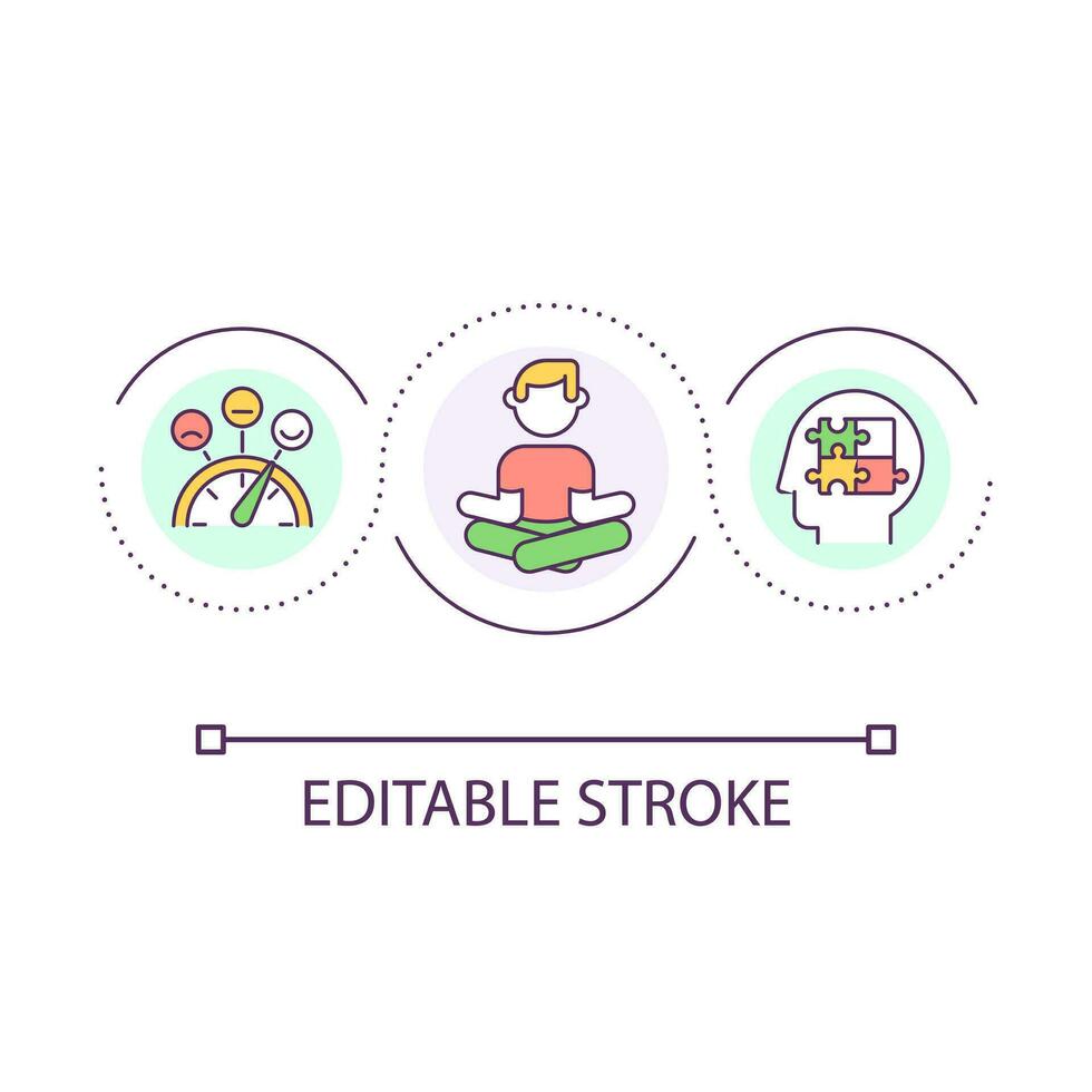 Mental health loop concept icon. Meditation practice. Psychological self care. Happy mind abstract idea thin line illustration. Isolated outline drawing. Editable stroked vector