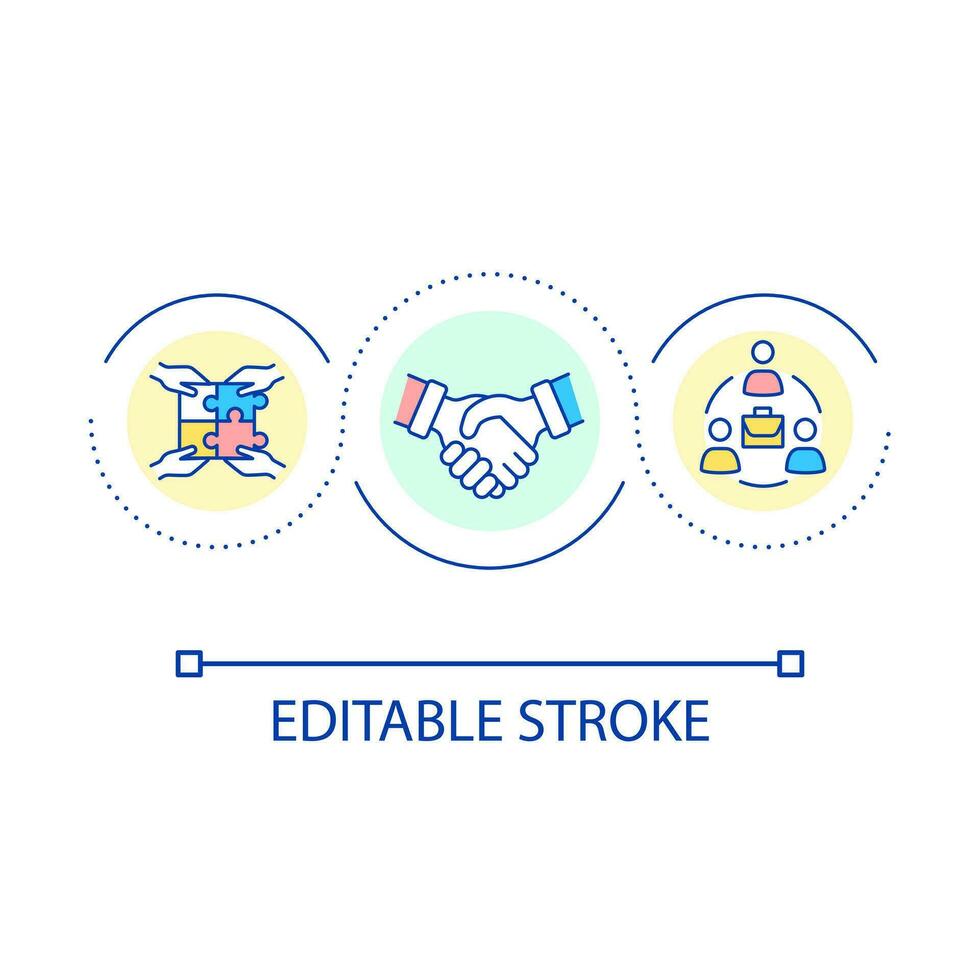 Professional relationship loop concept icon. Work team. Business networking. Build social connections abstract idea thin line illustration. Isolated outline drawing. Editable stroked vector