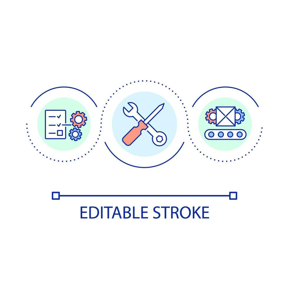 mejoramiento proceso lazo concepto icono. reparar servicio. proporcionar ajustamiento. software mantenimiento resumen idea Delgado línea ilustración. aislado contorno dibujo. editable acariciado vector