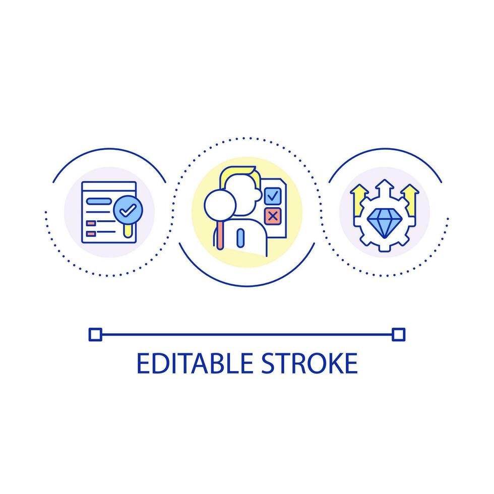 Business optimization loop concept icon. Analytical research. Improve strategy. Boost profitability abstract idea thin line illustration. Isolated outline drawing. Editable stroked vector