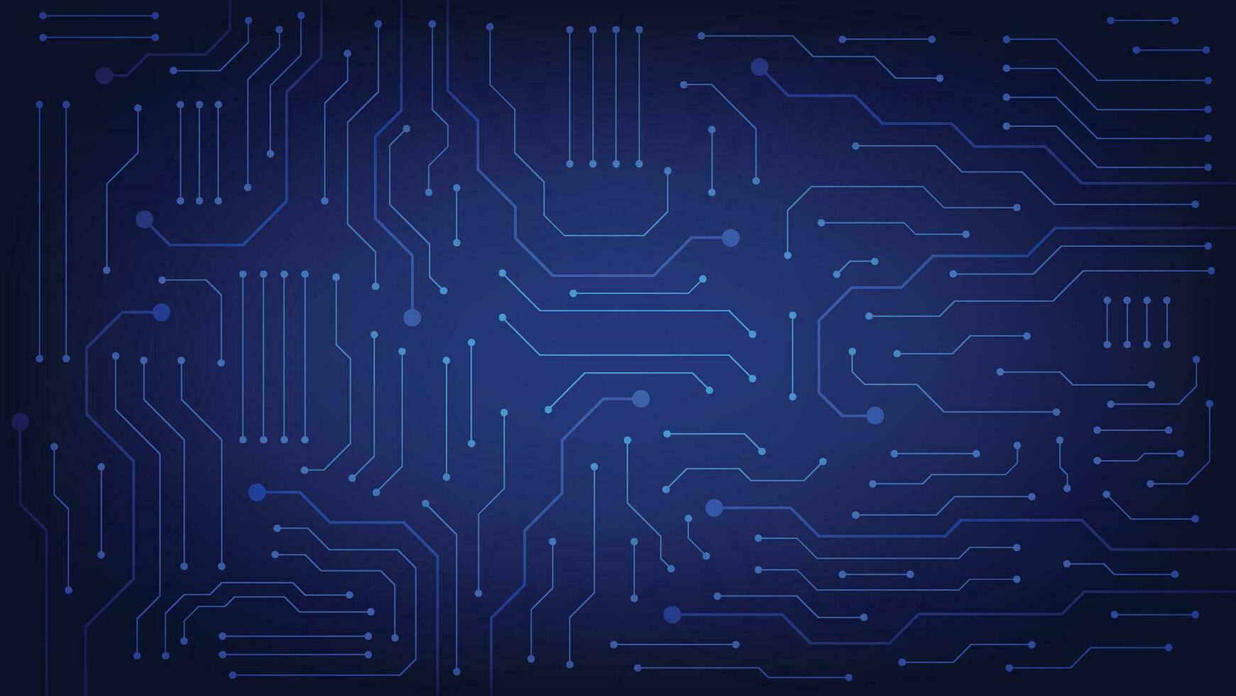 placa de circuito digital de alta tecnología. ai pad y líneas eléctricas conectadas sobre fondo de iluminación azul. concepto de elemento de diseño de tecnología futurista vector