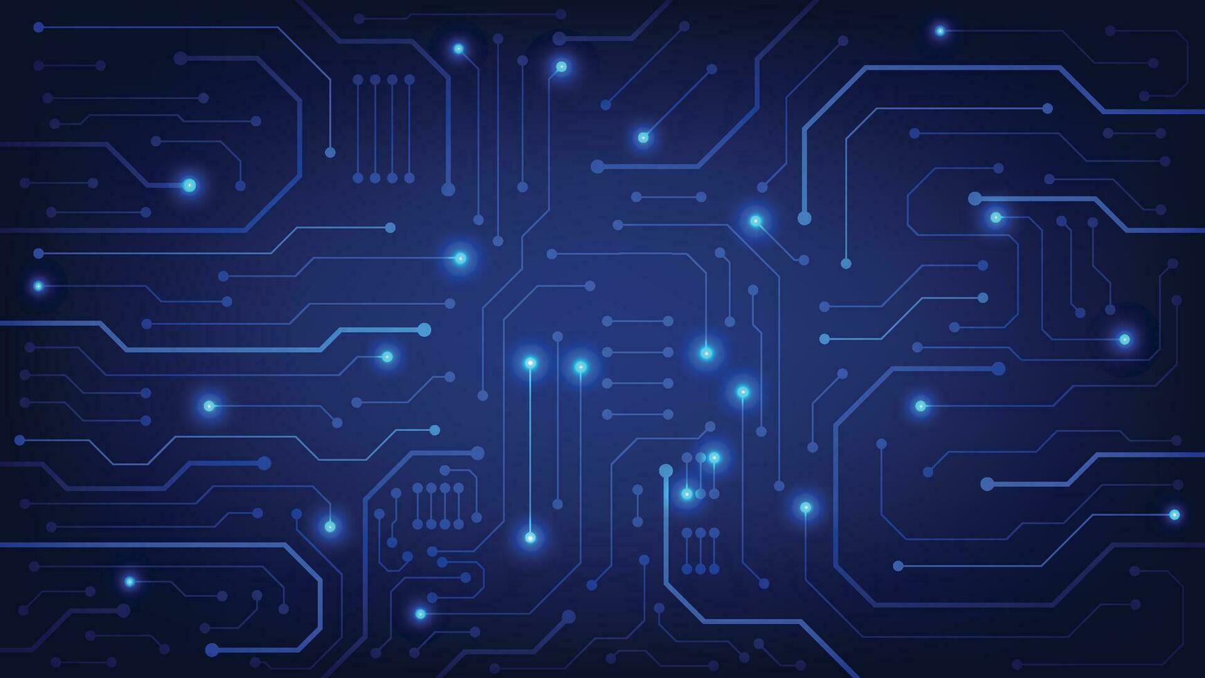 Hi tech digital circuit board. AI pad and electrical lines connected on blue lighting background. futuristic technology design element concept vector