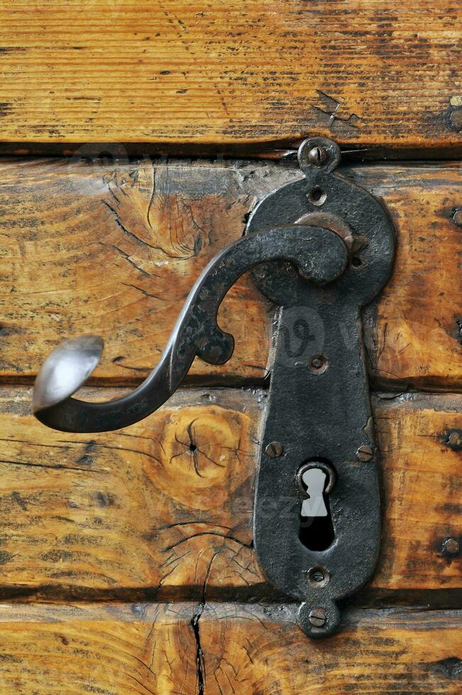 Close up of Old Door - Iron Handle photo