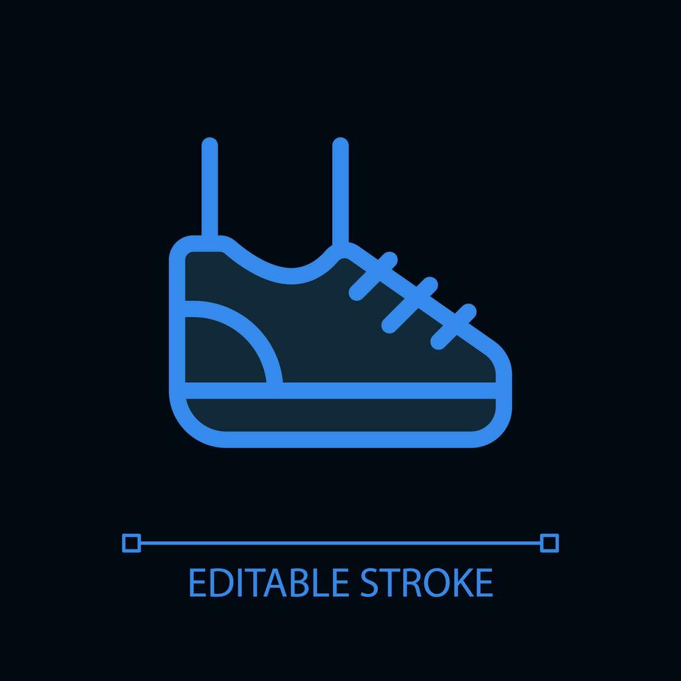 Sneaker pixel perfect glassmorphism ui icon for dark theme. Sport footwear. Color filled line element with transparency. Isolated vector pictogram for night mode. Editable stroked