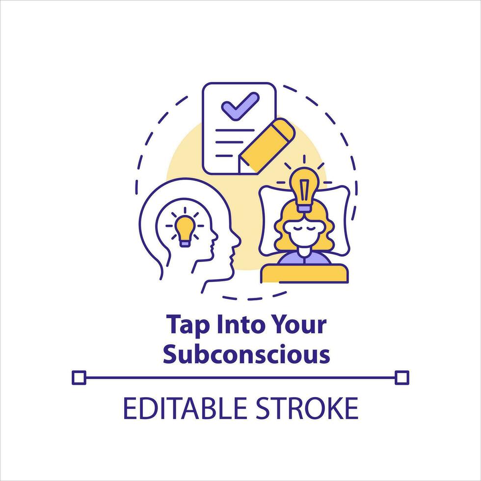 Tap into your subconscious concept icon. Overcoming creative block tip abstract idea thin line illustration. Isolated outline drawing. Editable stroke vector