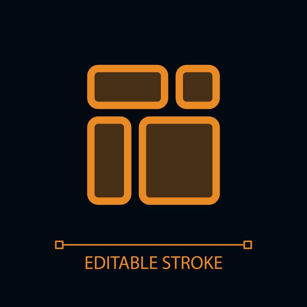 Customize phone screen pixel perfect glassmorphism ui icon for dark theme. Color filled line element with transparency. Isolated vector pictogram for night mode. Editable stroked