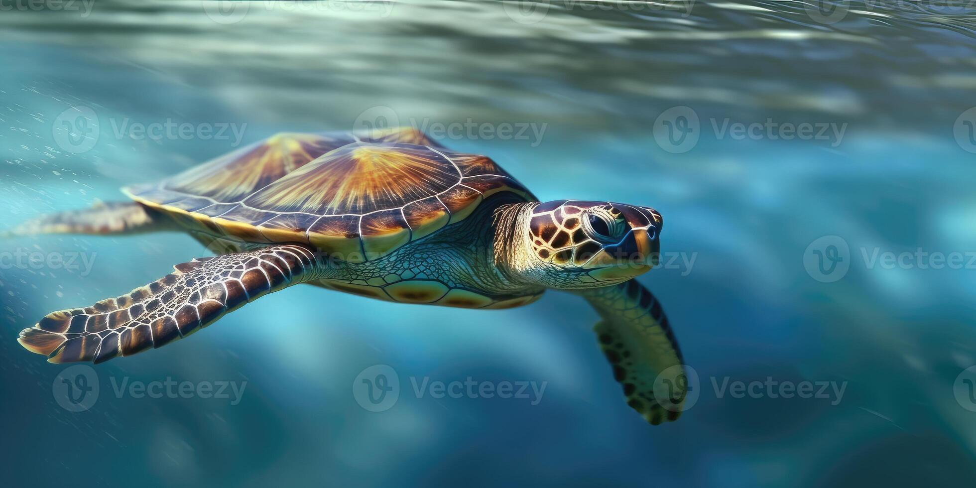 sea turtle swimming - generative AI photo