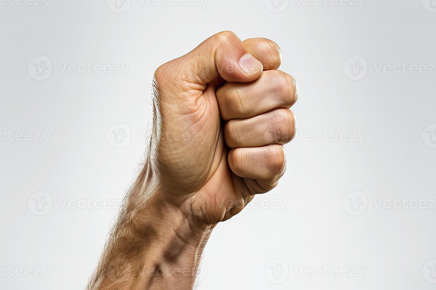 Man's fist isolated on white background photo