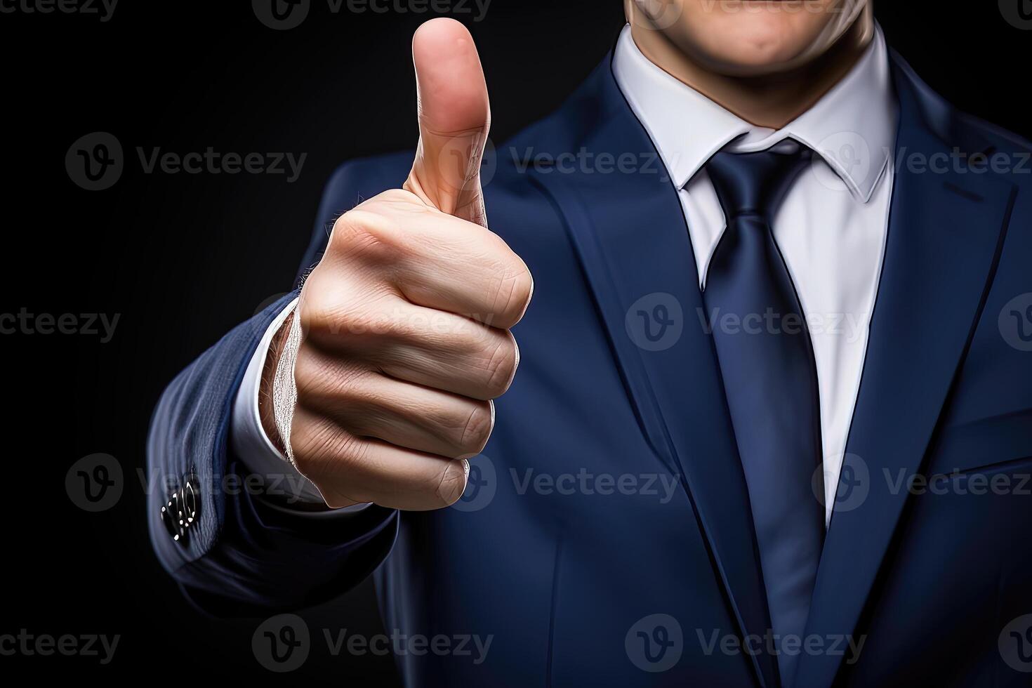 Businessman thumbs up gesture photo