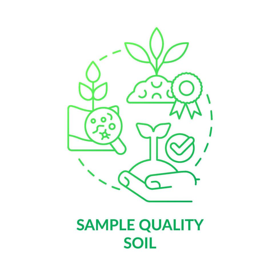 Sample quality soil green gradient concept icon. Test ground. Analyze topsoil layer. Soil health abstract idea thin line illustration. Isolated outline drawing vector