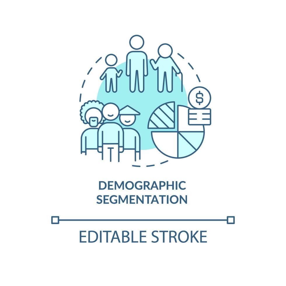 Demographic segmentation blue concept icon. Age, gender. Type of market segmentation abstract idea thin line illustration. Isolated outline drawing. Editable stroke vector