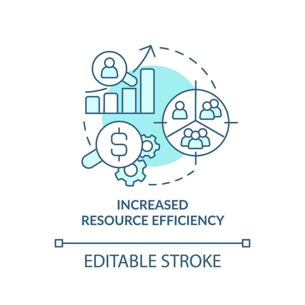 Increased resource efficiency blue concept icon. Market segmentation benefit abstract idea thin line illustration. Isolated outline drawing. Editable stroke vector