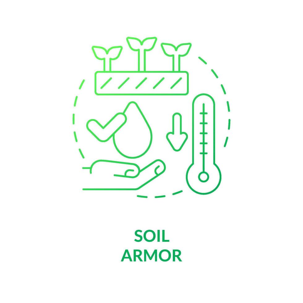 Soil armor green gradient concept icon. Protective litter layer. Principle of regenerative farming abstract idea thin line illustration. Isolated outline drawing vector