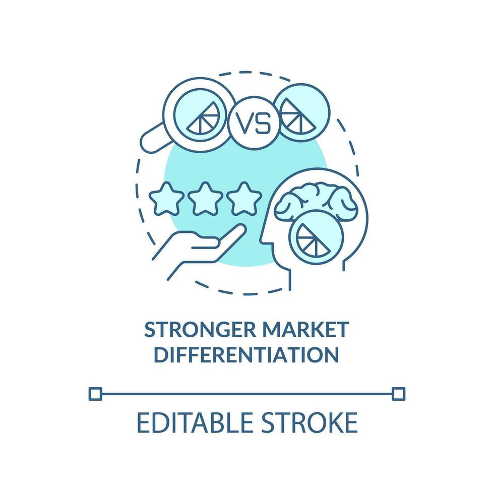 Stronger market differentiation blue concept icon. Market segmentation benefit abstract idea thin line illustration. Isolated outline drawing. Editable stroke vector