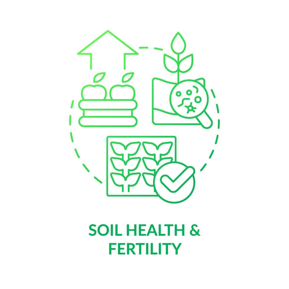 Soil health and fertility green gradient concept icon. Regenerative agriculture. Ecological benefit abstract idea thin line illustration. Isolated outline drawing vector