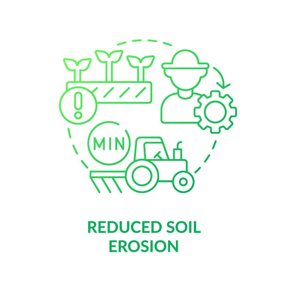 Reduced soil erosion green gradient concept icon. Regenerative agriculture. Ecological benefit abstract idea thin line illustration. Isolated outline drawing vector