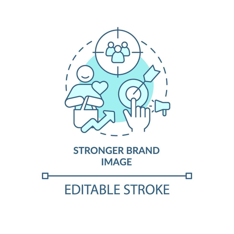 Stronger brand image blue concept icon. Credibility. Market segmentation benefit abstract idea thin line illustration. Isolated outline drawing. Editable stroke vector