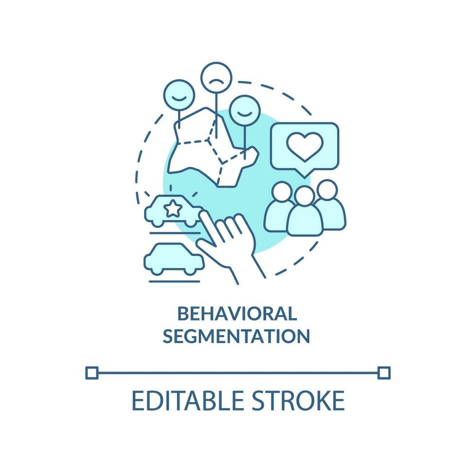 Behavioral segmentation blue concept icons set. Customer. Type of market segmentation abstract idea thin line illustration. Isolated outline drawing. Editable stroke vector