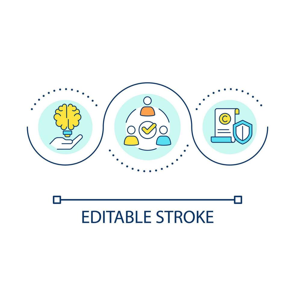 Intellectual property rights loop concept icon. Social issue. Sustainable development barrier abstract idea thin line illustration. Isolated outline drawing. Editable stroked vector