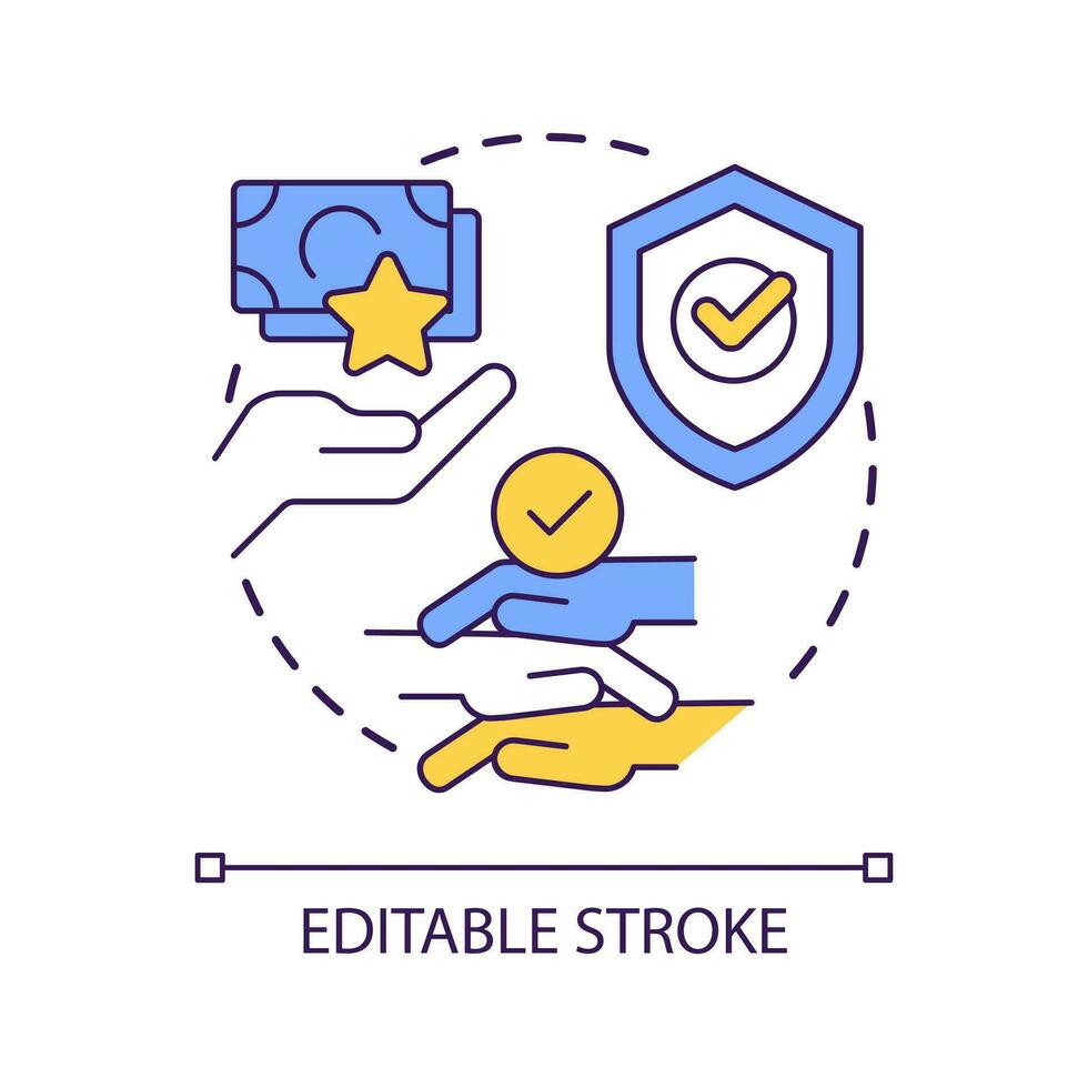 Wellbeing economy principles concept icon. Financial equality. Sustainable and inclusive growth abstract idea thin line illustration. Isolated outline drawing. Editable stroked vector