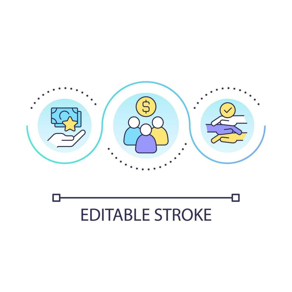 Benefiting people on lower incomes loop concept icon. Fair economy. Inclusive growth component abstract idea thin line illustration. Isolated outline drawing. Editable stroked vector