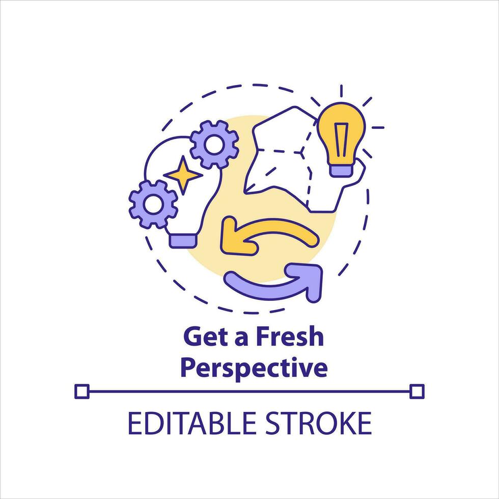 Get fresh perspective concept icon. New insights. Dealing with creative block tip abstract idea thin line illustration. Isolated outline drawing. Editable stroke vector