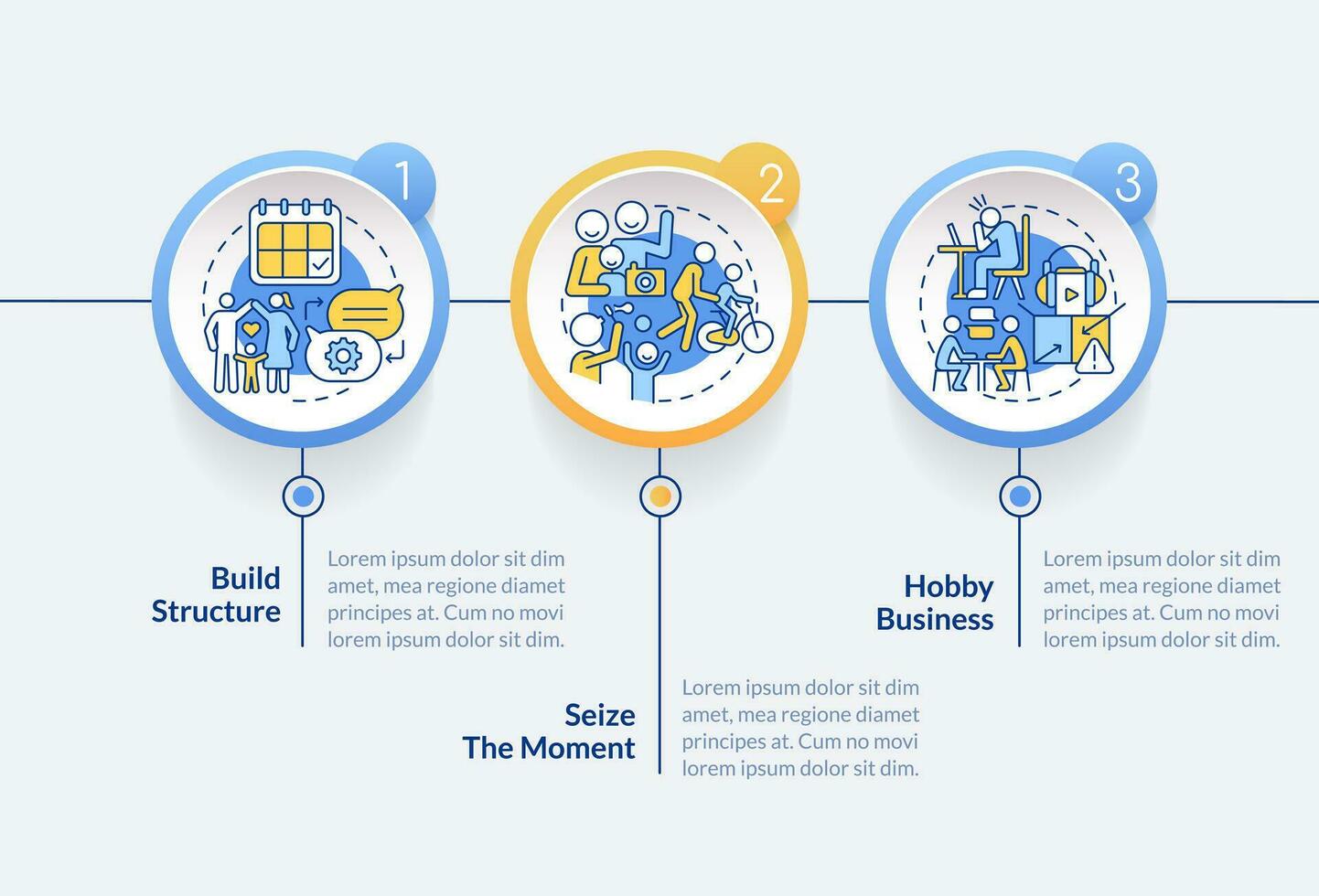 Maintain opportunities for communication circle infographic template. Data visualization with 3 steps. Editable timeline info chart. Workflow layout with line icons vector