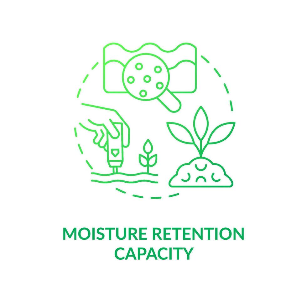 Moisture retention capacity green gradient concept icon. Regenerative agriculture. Eco benefit abstract idea thin line illustration. Isolated outline drawing vector