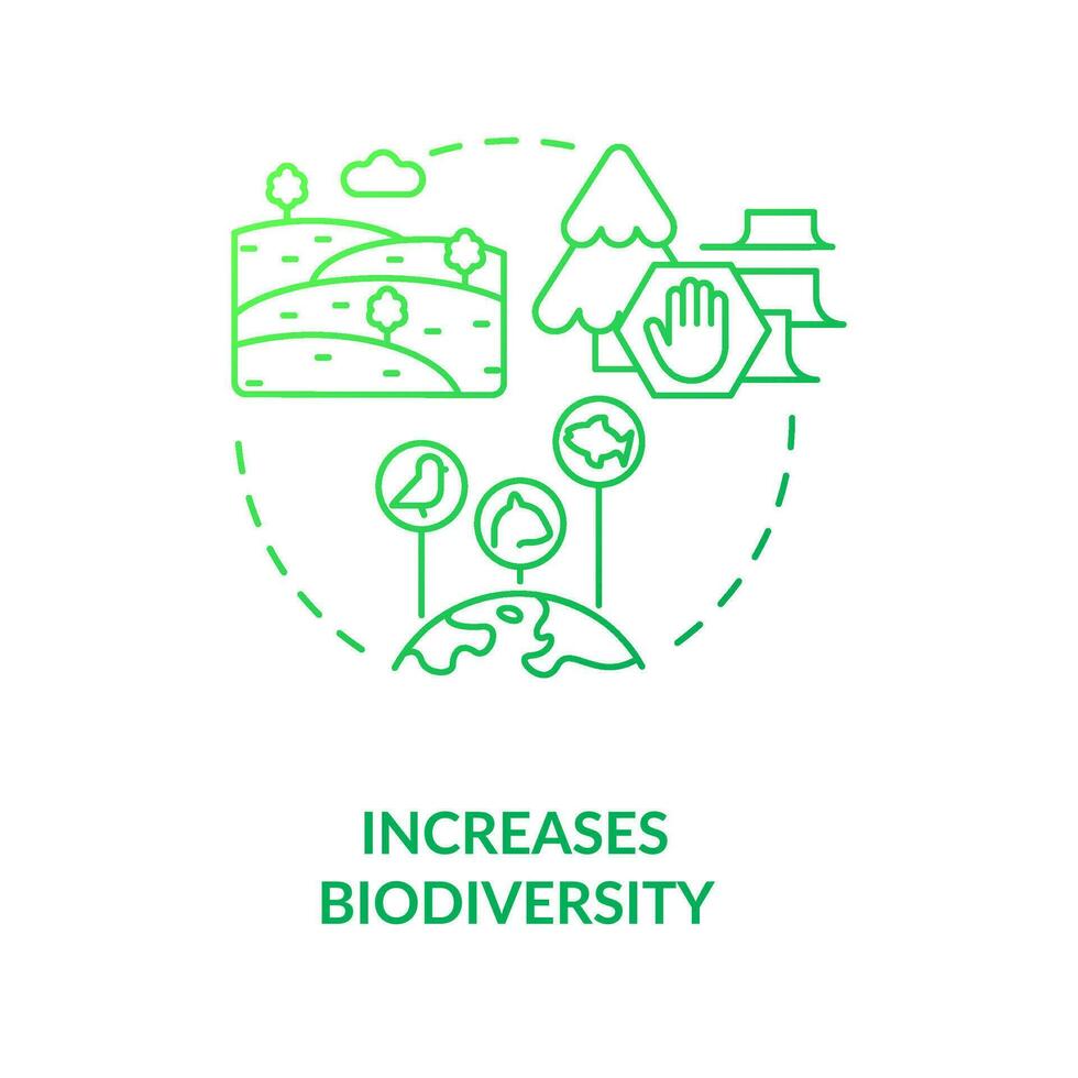 Increase biodiversity green gradient concept icon. Agricultural expansion. Regenerative food abstract idea thin line illustration. Isolated outline drawing vector