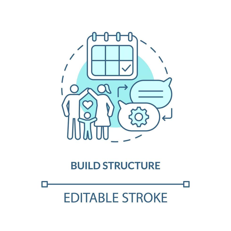 Build structure turquoise concept icon. Developing opportunities for communication abstract idea thin line illustration. Isolated outline drawing. Editable stroke vector