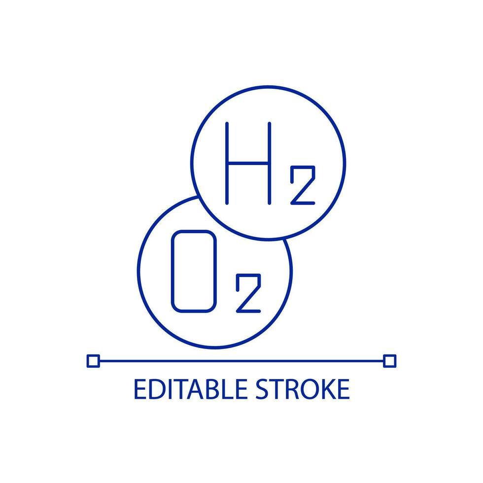 Hydrogen and oxygen reaction RGB color icon. Chemical elements. Renewable power. H2 energy production. Isolated vector illustration. Simple filled line drawing. Editable stroked