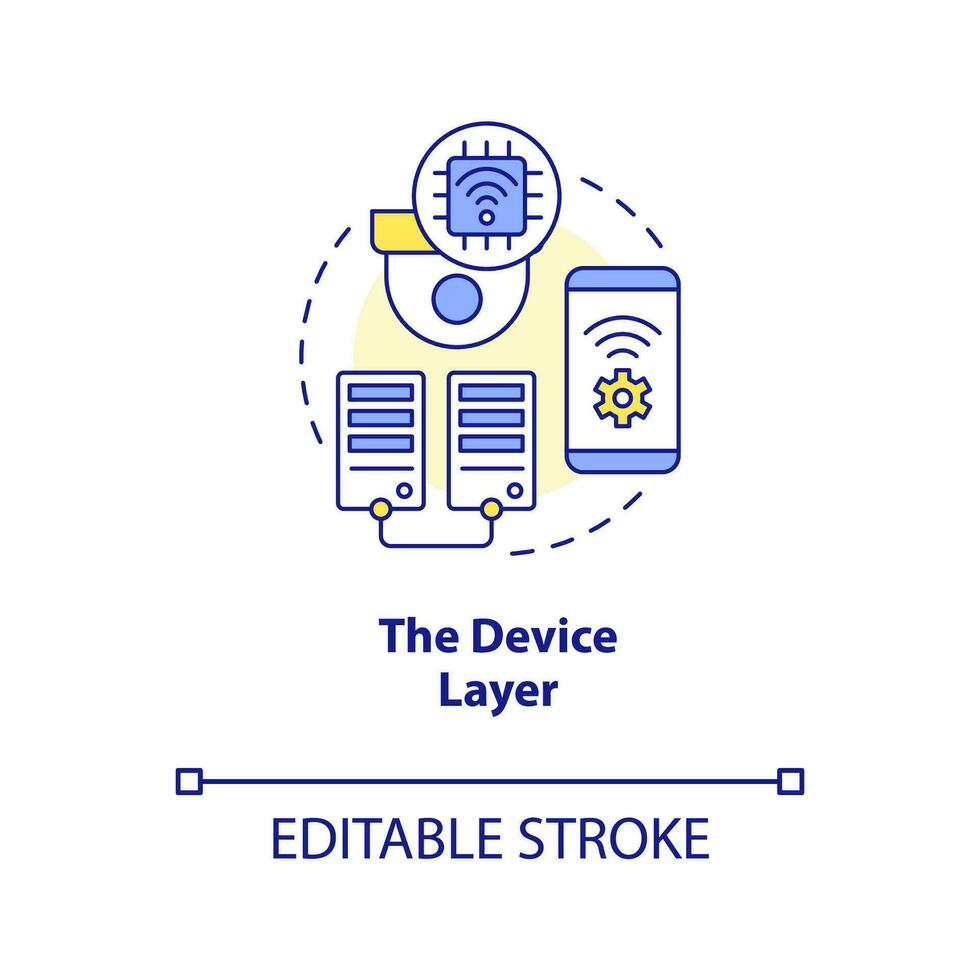 Device layer concept icon. IoT technology. Wireless networking. Internet connection abstract idea thin line illustration. Isolated outline drawing. Editable stroke vector