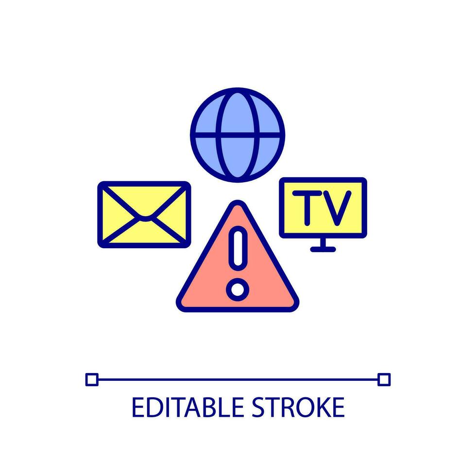 Follow emergency information RGB color icon. Choose communication channel. Response officials. Isolated vector illustration. Simple filled line drawing. Editable stroked