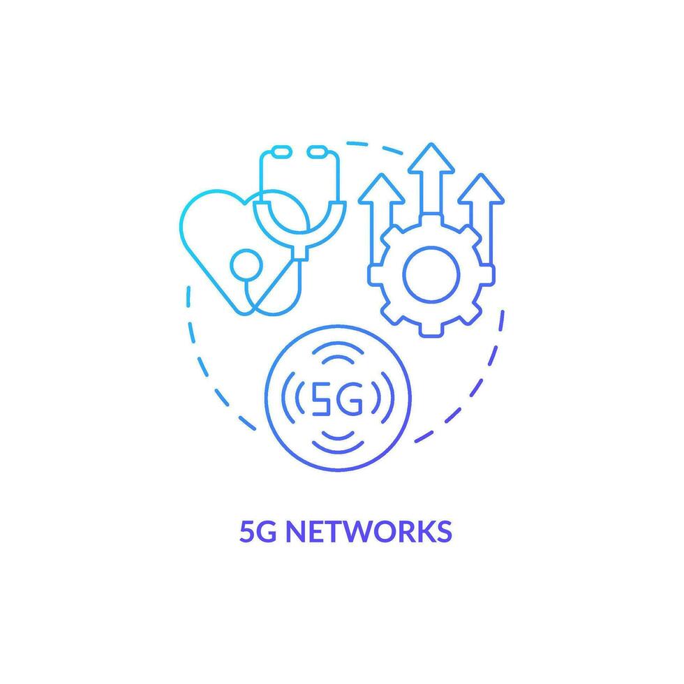 Fifth generation connection in medicine blue gradient concept icon. Healthcare industry trend abstract idea thin line illustration. Isolated outline drawing vector