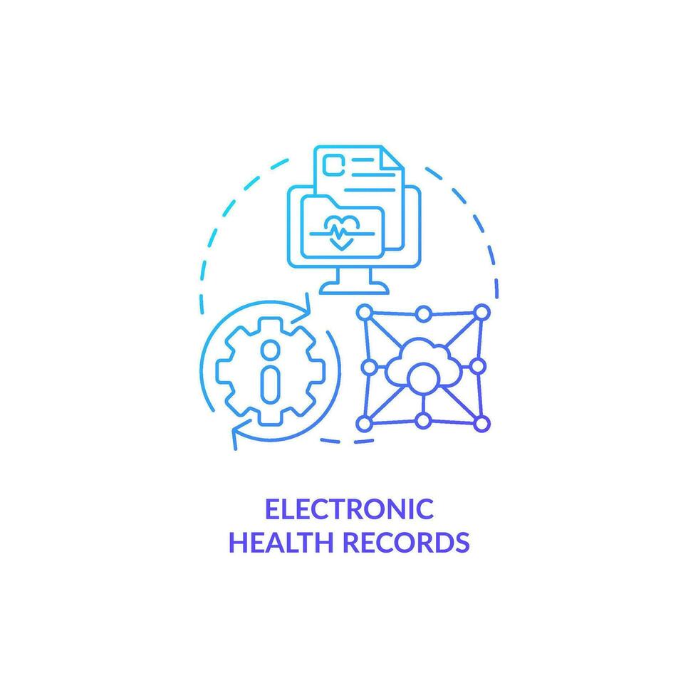 Electronic health records blue gradient concept icon. Patient information. Healthcare industry trend abstract idea thin line illustration. Isolated outline drawing vector