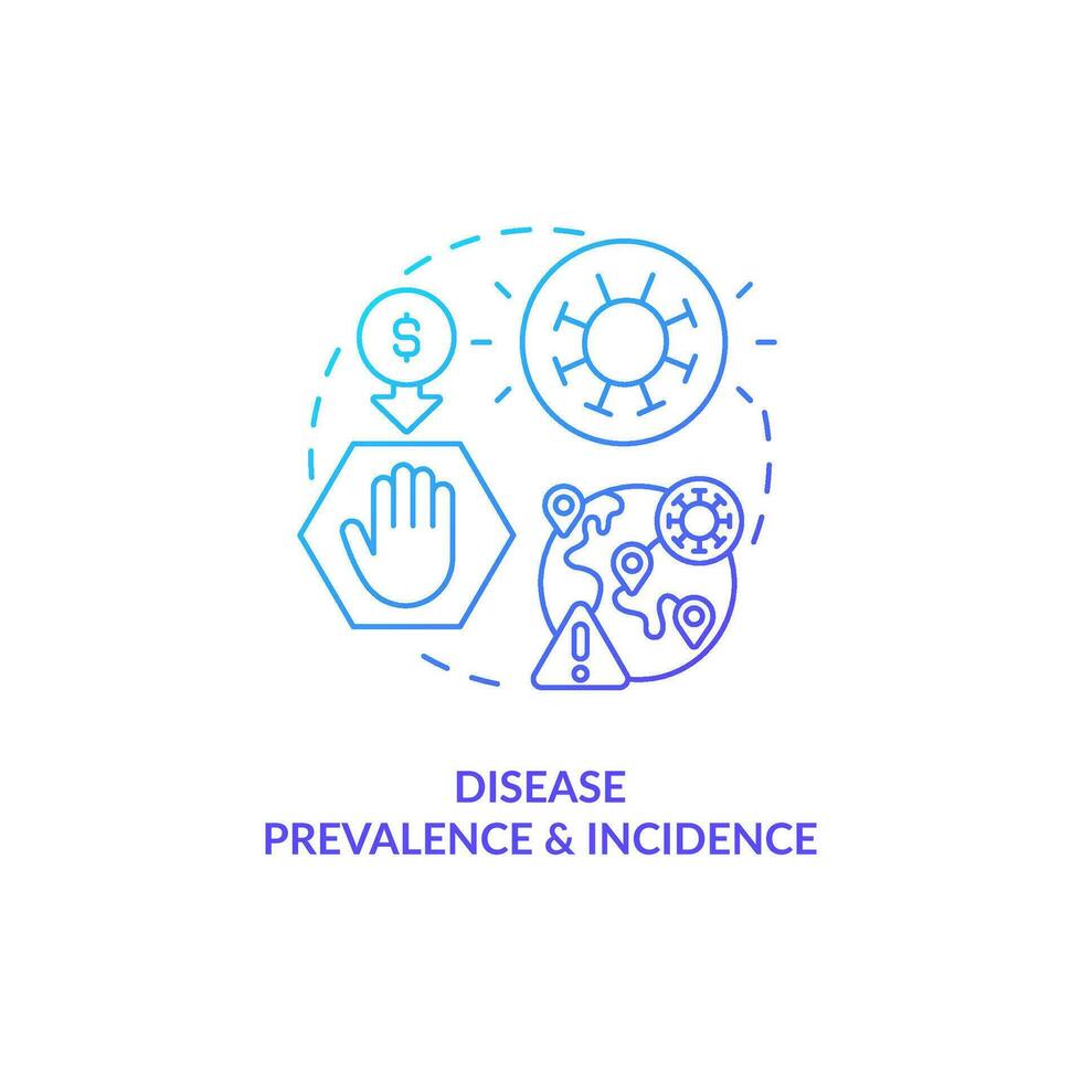 Changes in disease abundance and incidence blue gradient concept icon. Expensive healthcare reason abstract idea thin line illustration. Isolated outline drawing vector