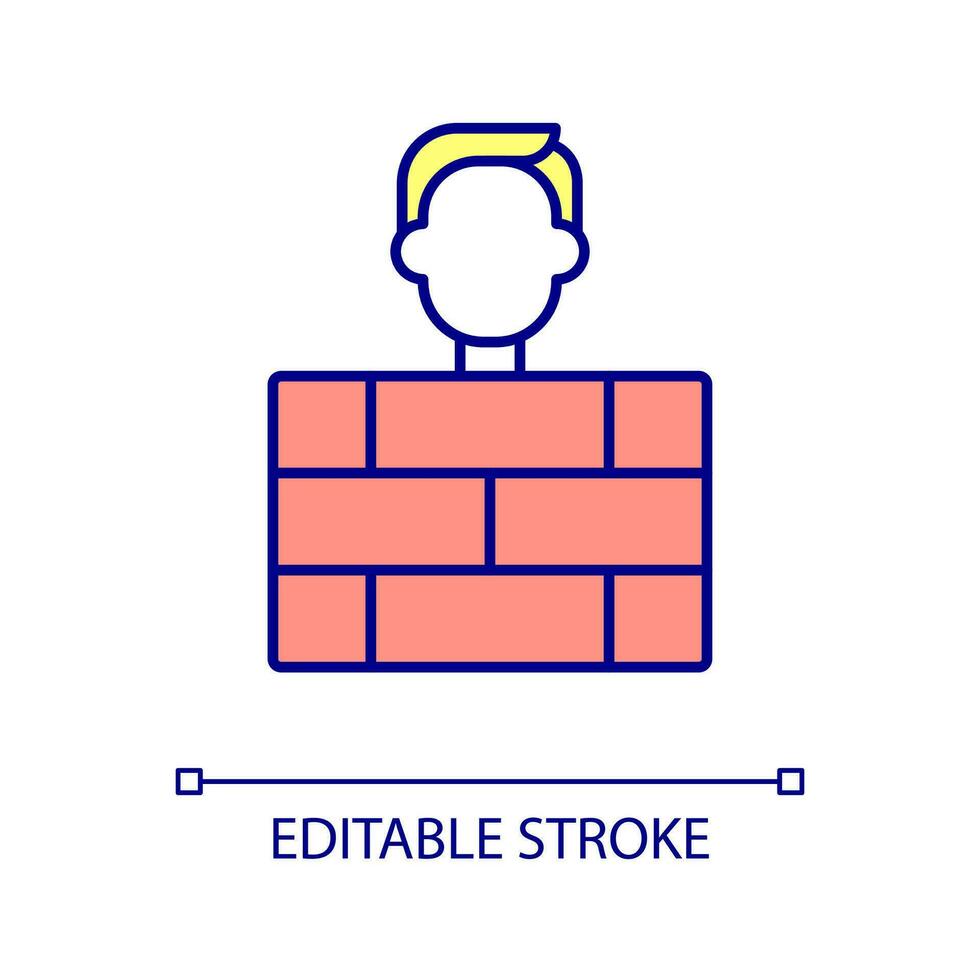 Hide behind barrier RGB color icon. Emergency action outdoor during shelling. Survive missile attack. Isolated vector illustration. Simple filled line drawing. Editable stroked