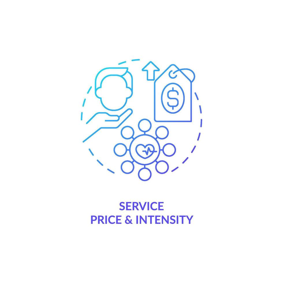 Healthcare price and intensity blue gradient concept icon. Medical spending. Expensive medicine reason abstract idea thin line illustration. Isolated outline drawing vector