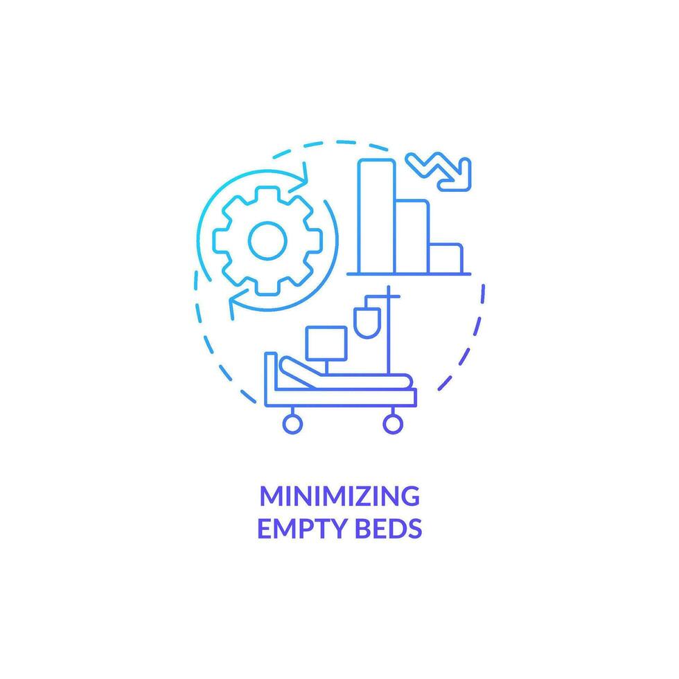 Optimize empty beds amount blue gradient concept icon. Competitive advantage in healthcare industry abstract idea thin line illustration. Isolated outline drawing vector
