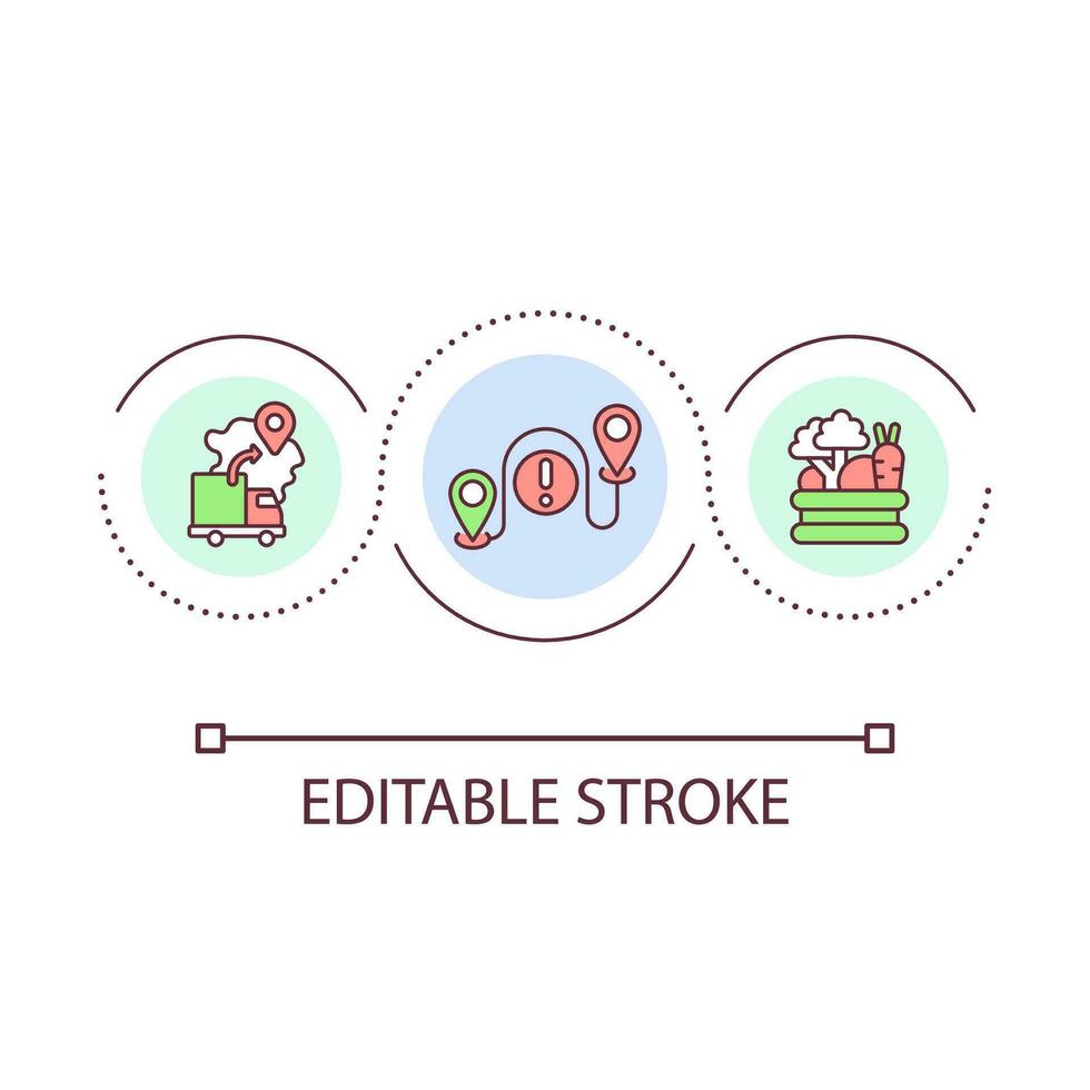 Logistical issue loop concept icon. Transportation problem. Delivering challenge. Shipping food abstract idea thin line illustration. Isolated outline drawing. Editable stroked vector